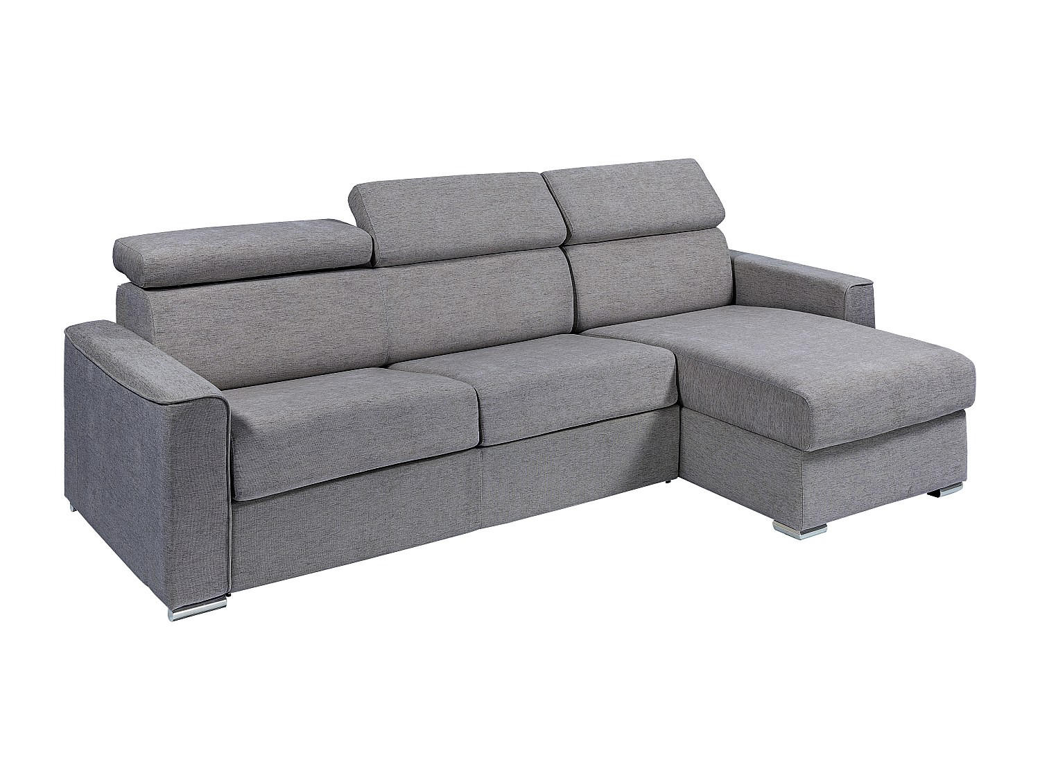 ECKSOFA mit Matratze - Ecke wechselbar - Stoff - Grau - Liegefläche 140 cm - Matratze 22 cm - Memory Schaum - VIZIR - Anthrazit, Textil (282/223cm) - Vente-Unique