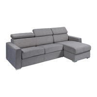 ECKSOFA mit Matratze - Ecke wechselbar - Stoff - Grau - Liegefläche 140 cm - Matratze 22 cm - Memory Schaum - VIZIR - Anthrazit, Textil (282/223cm) - Vente-Unique