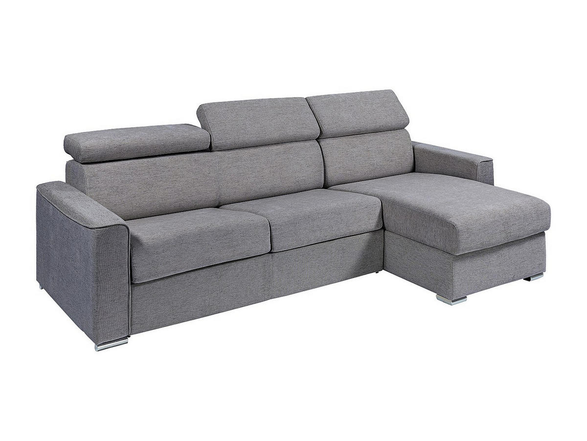 ECKSOFA mit Matratze - Ecke wechselbar - Stoff - Grau - Liegefläche 140 cm - Matratze 22 cm - Memory Schaum - VIZIR - Anthrazit, Textil (282/223cm) - Vente-Unique