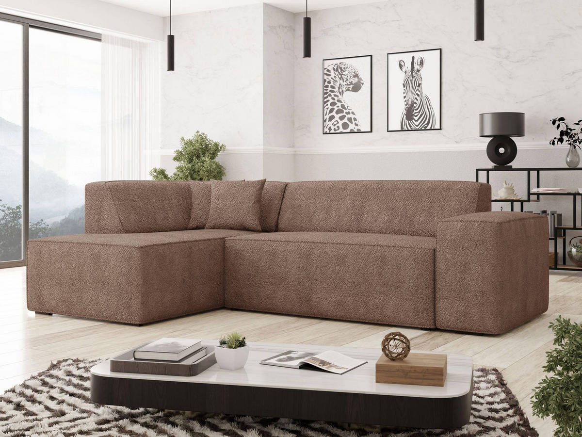 ECKSOFA Lordin, Seite: Links - Hellbraun, Holz/Textil (267/205cm) - MIRJAN24