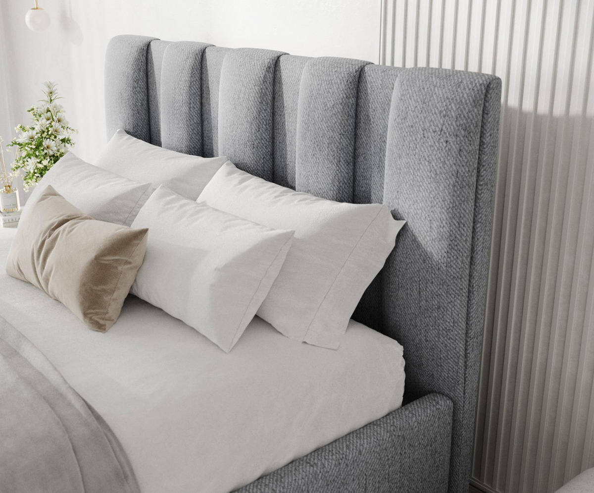 POLSTERBETT Loom 120/200 cm Grau im Neve Stoff - Naturfarben/Grau, Holz/Holzwerkstoff (120/200cm) - AltaBeds