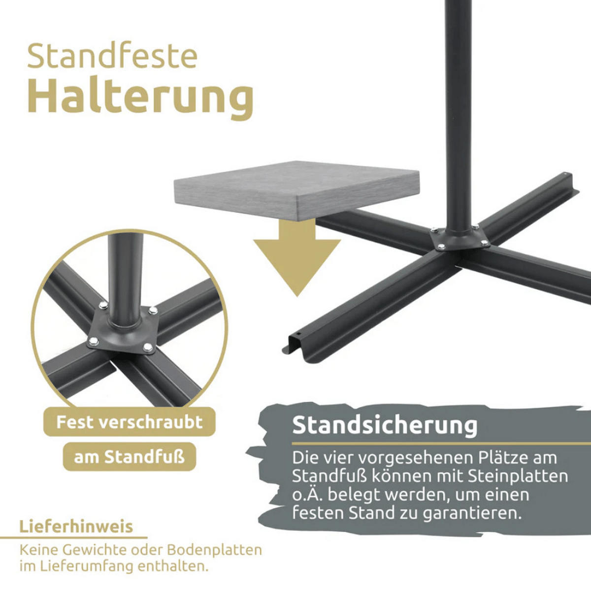 AMPELSCHIRM 270cm Wetterfest EMCO Sonnenschirm Anthrazit - Anthrazit, Kunststoff (270/270cm) - DELUKE