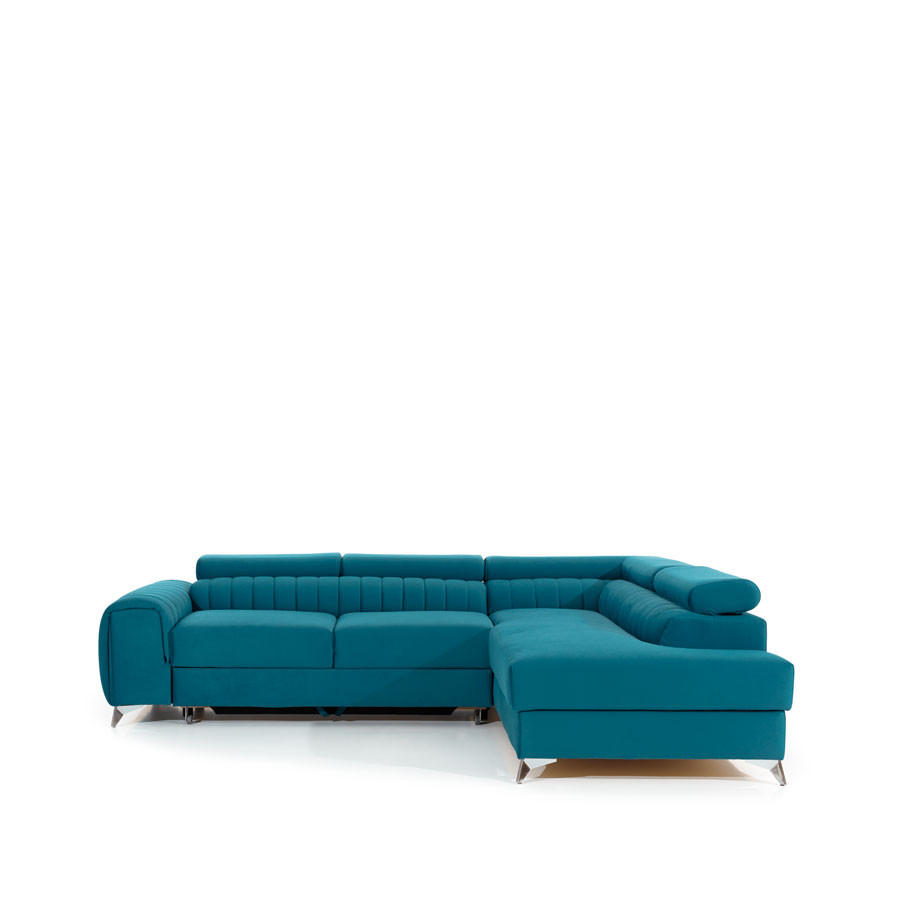 ECKSOFA - OLIVIER (Rechts, Blau) - Hellblau, Textil (275/205cm) - Möblo