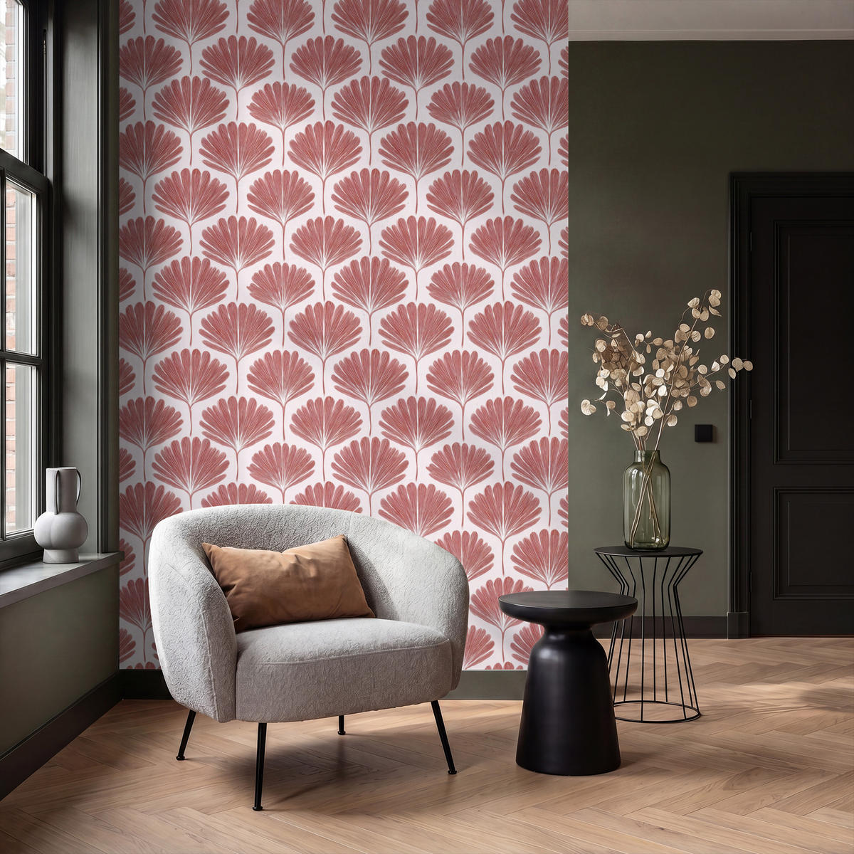 TAPETE - Fächer - Motiv - Terra - 140x240 cm - Rotbraun, Papier (140/240cm) - OnlyWow