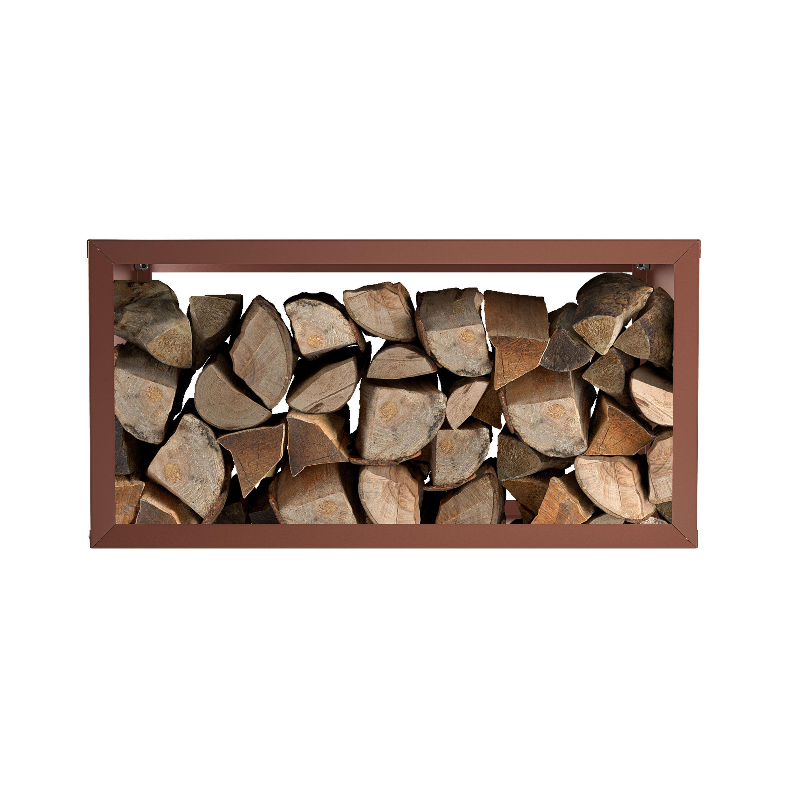 BRENNHOLZREGAL Wooker wide Kaminholzregal Holzlagersystem Braun 99 x 49 cm - Braun, Metall (99/49/49cm) - Alberts