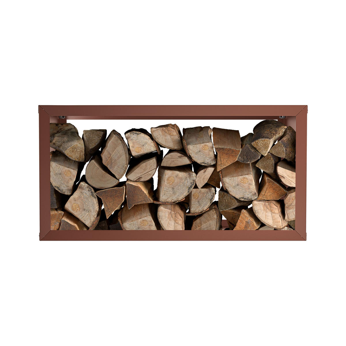 BRENNHOLZREGAL Wooker wide Kaminholzregal Holzlagersystem Braun 99 x 49 cm - Braun, Metall (99/49/49cm) - Alberts
