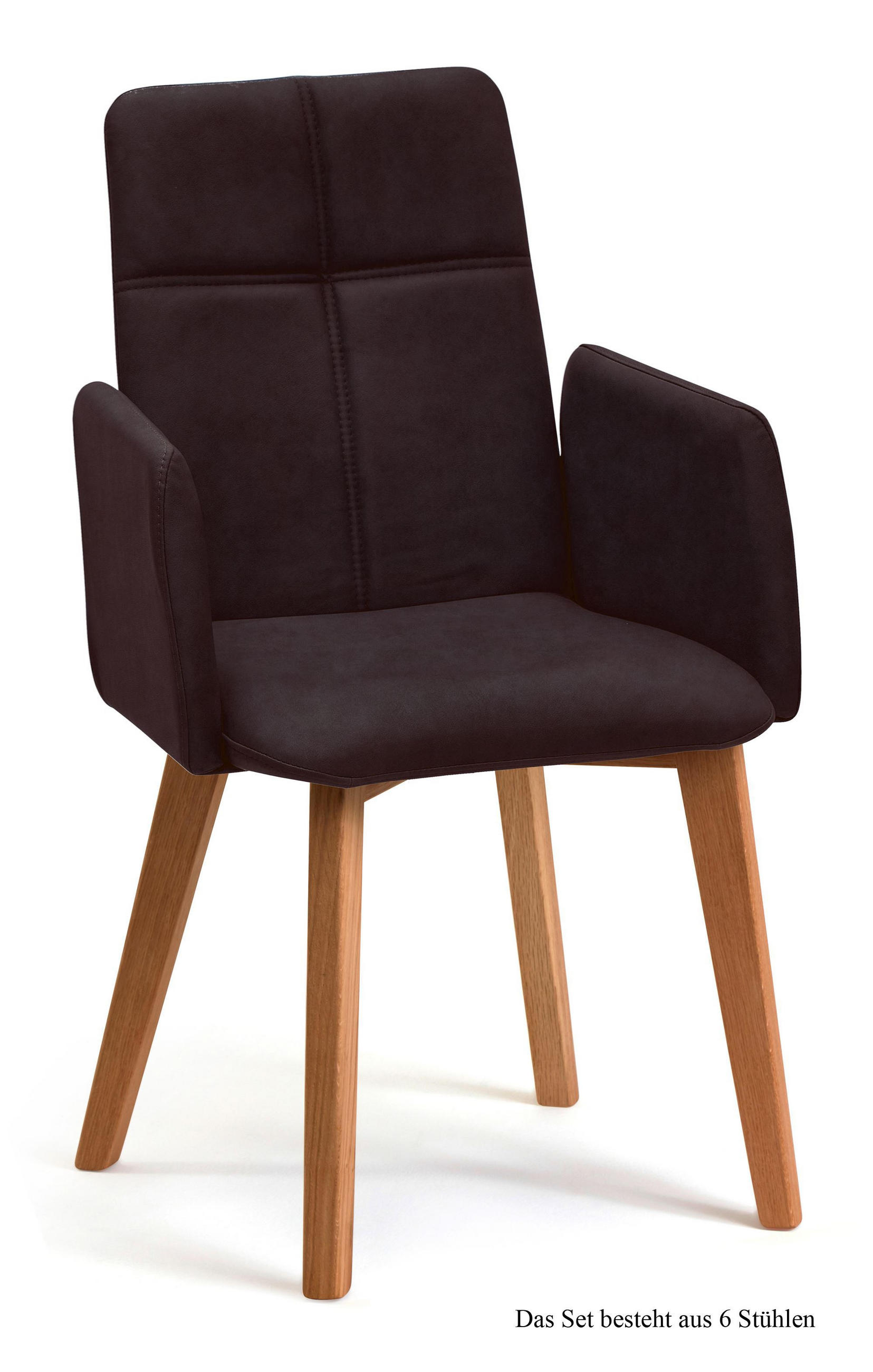 ARMLEHNSTUHL (6er-Set) Dardana 52x92x60 Eiche geölt/Espresso - Eichefarben/Dunkelbraun, Kunststoff (60/92/52cm) - 58aufmkessel