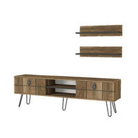 WOHNWAND Rialto mit Metallfüße Walnuss - Walnussfarben/Schwarz, Holzwerkstoff/Metall (150/46/30cm) - moebel17
