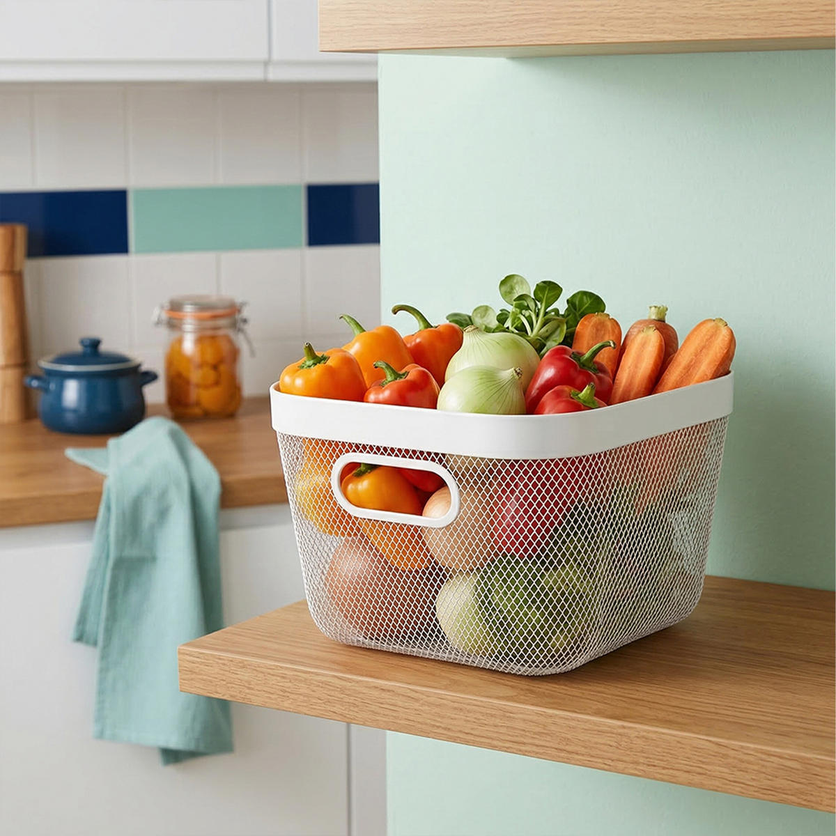 ÚLOŽNÝ kôš - biela, kov (24.5/24/17cm) - Relaxdays