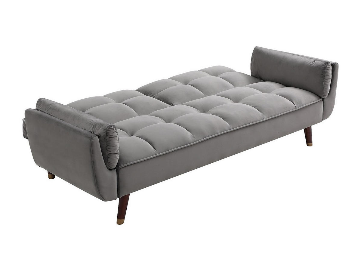 SCHLAFSOFA - 3 Personen - samt - grau Gulcan - Grau, Textil (211/82/90cm) - Vente-Unique