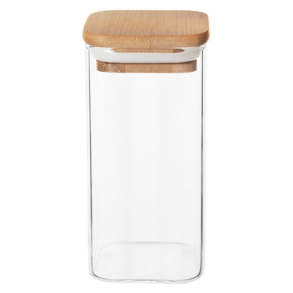 VORRATSGLAS quadratisch Bambus 320 ml Transparent - Transparent, Glas (6/12.5/6cm) - Orion 