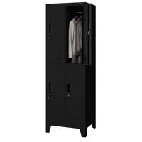 UMKLEIDESCHRANK Spind BARTEK 4 Abteile 172x55,9x45cm Schwarz - Schwarz, Metall (55.9/172/45cm) - Jan Nowak