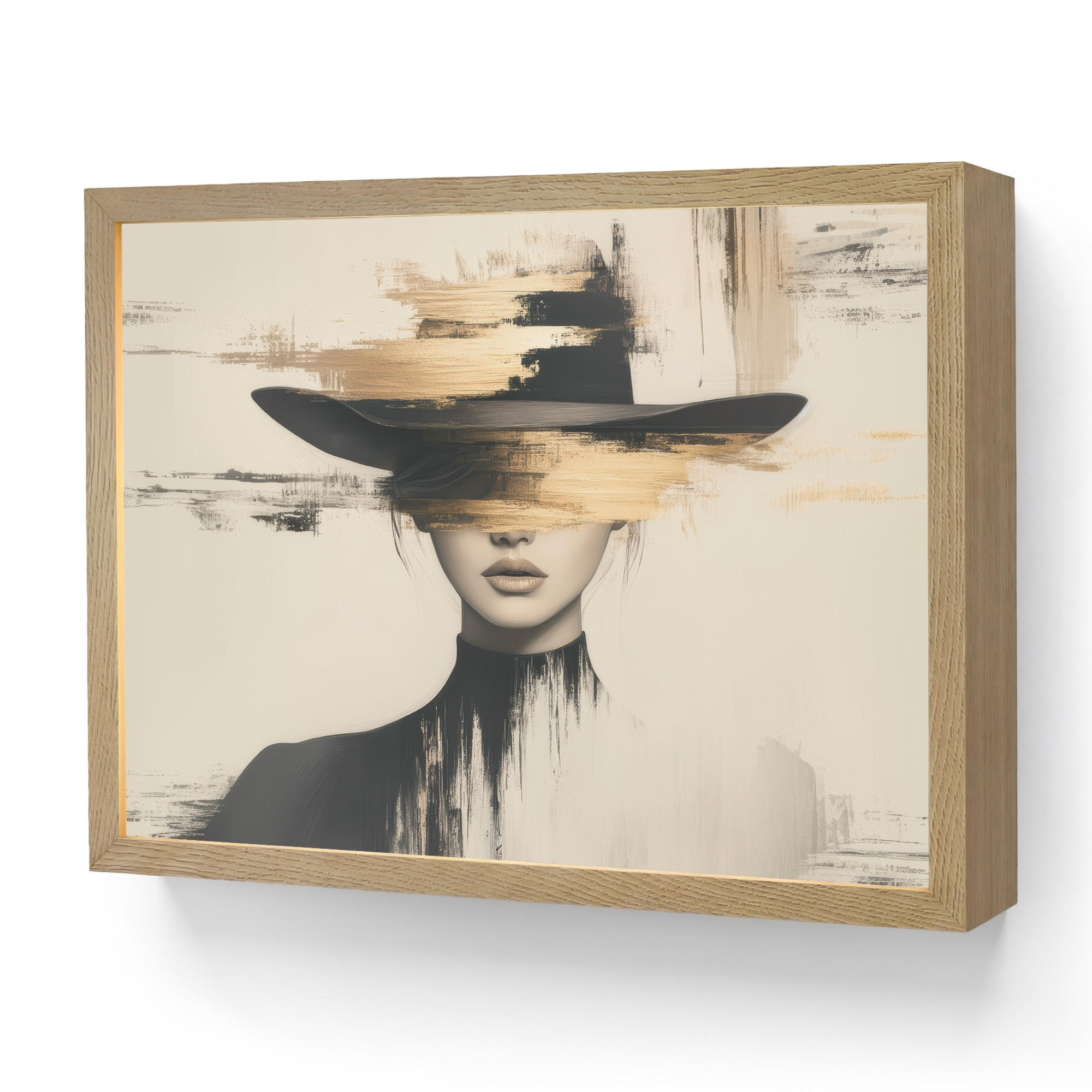 OnlyWow NÁSTĚNNÁ LAMPA S AKUMULÁTOREM Žena - klobouk - barva 40x30 cm