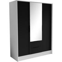 SCHRANK Weiß Nikola Mit Spiegel Und Verstellbaren Regalen 150 cm - Transparent/Schwarz, Holzwerkstoff (150.5/200/51cm) - Sepro Meble