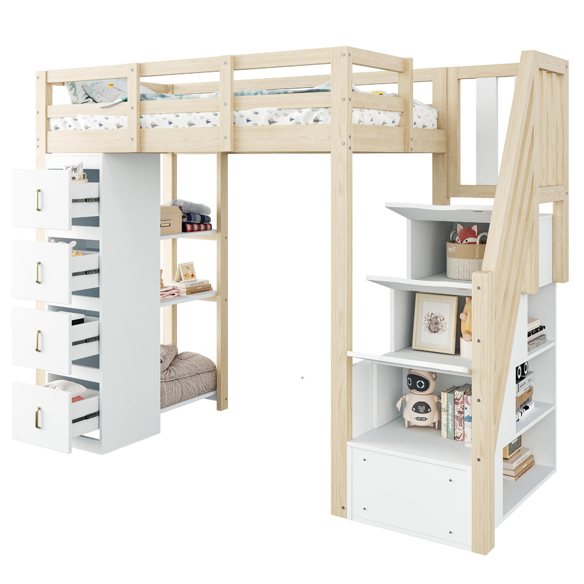 Okmyhome Hochbett Natur 90x200 cm