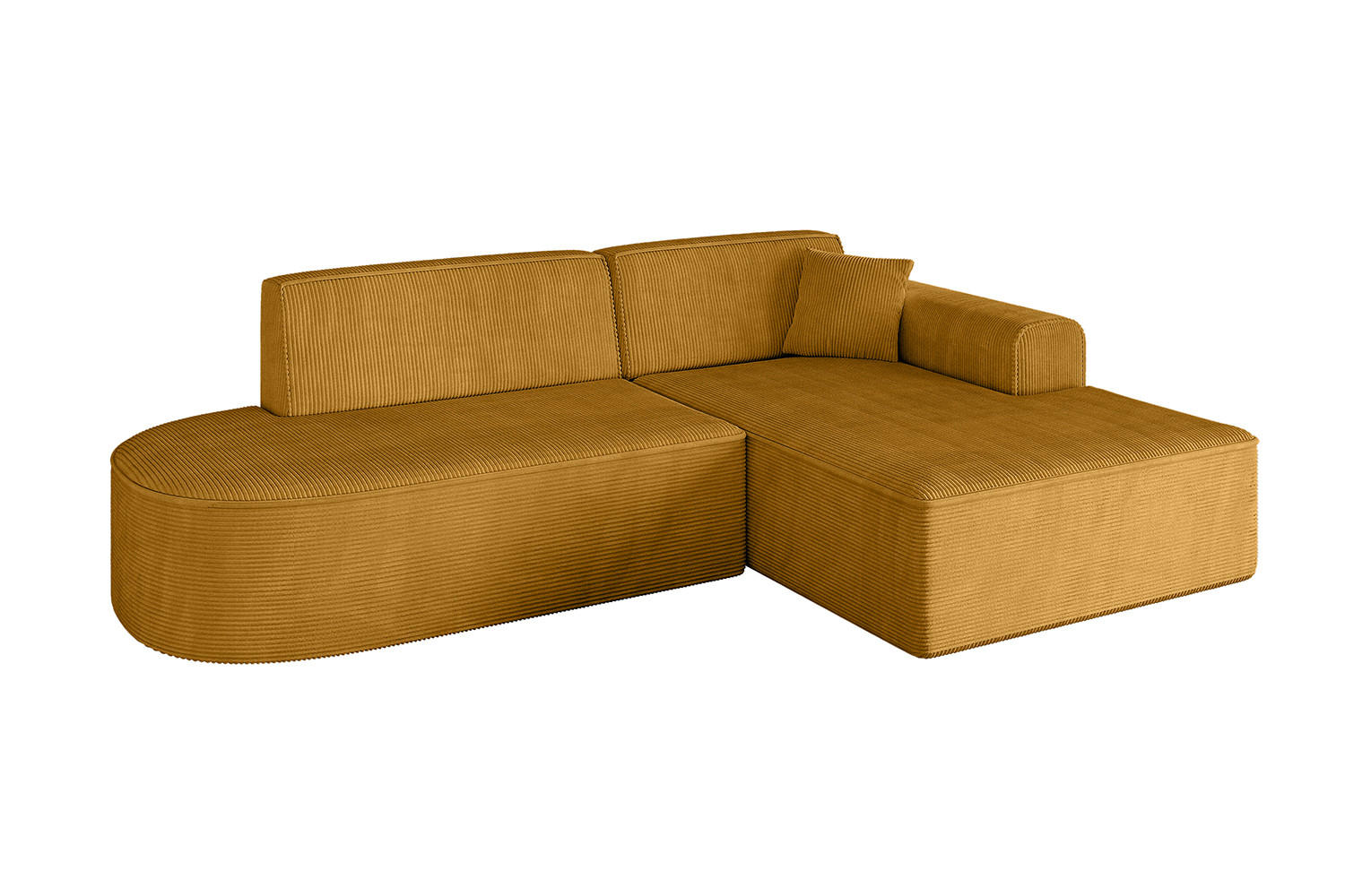 ECKSOFA Ottomane Rechts IREA-L1-v3 - 232x165x77 cm Senfgelb - Grün, Holzwerkstoff/Textil (232/165cm) - ALTDECOR