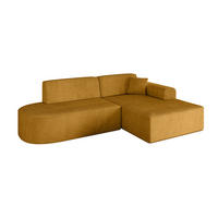 ECKSOFA Ottomane Rechts IREA-L1-v3 - 232x165x77 cm Senfgelb - Grün, Holzwerkstoff/Textil (232/165cm) - ALTDECOR