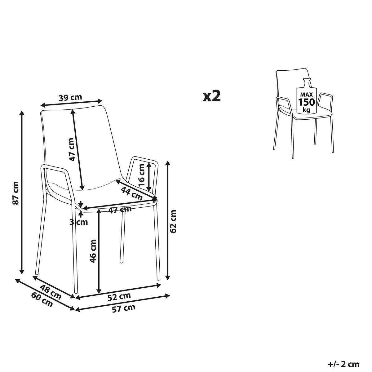 STUHL 2er-Set Samtstoff Beige Jefferson - Beige, Textil/Metall (57/87/60cm) - Beliani
