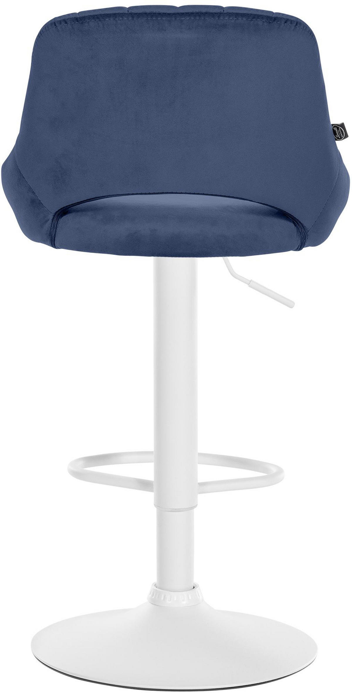 BARHOCKER Milos Samt weiß blau - Blau/Weiß, Textil/Metall (47/106/48cm) - TPFLiving
