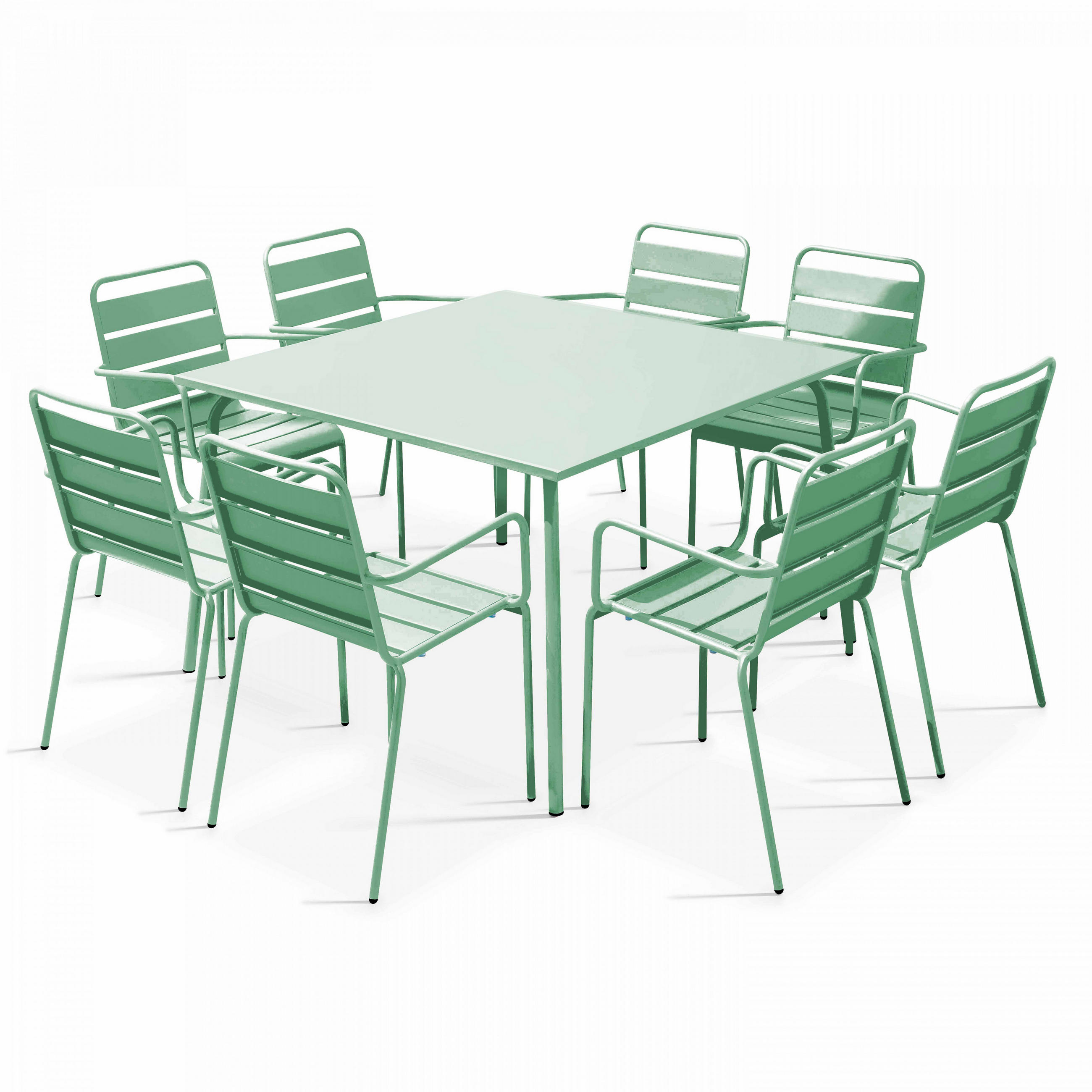 GARTENSET 9-tlg., Salbeigrünen - Hellgrün, Metall - Oviala