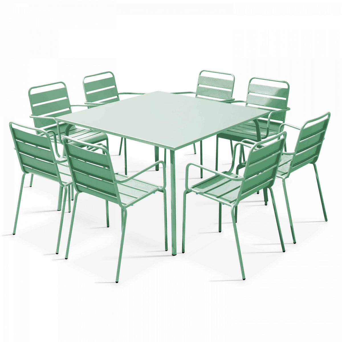 GARTENSET 9-tlg., Salbeigrünen - Hellgrün, Metall - Oviala