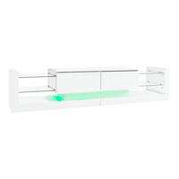 LOWBOARD DE-40304 mit LED-Beleuchtung und Glasfront Weiß - Weiß, Holzwerkstoff (181/38/38cm) - ComfortXL