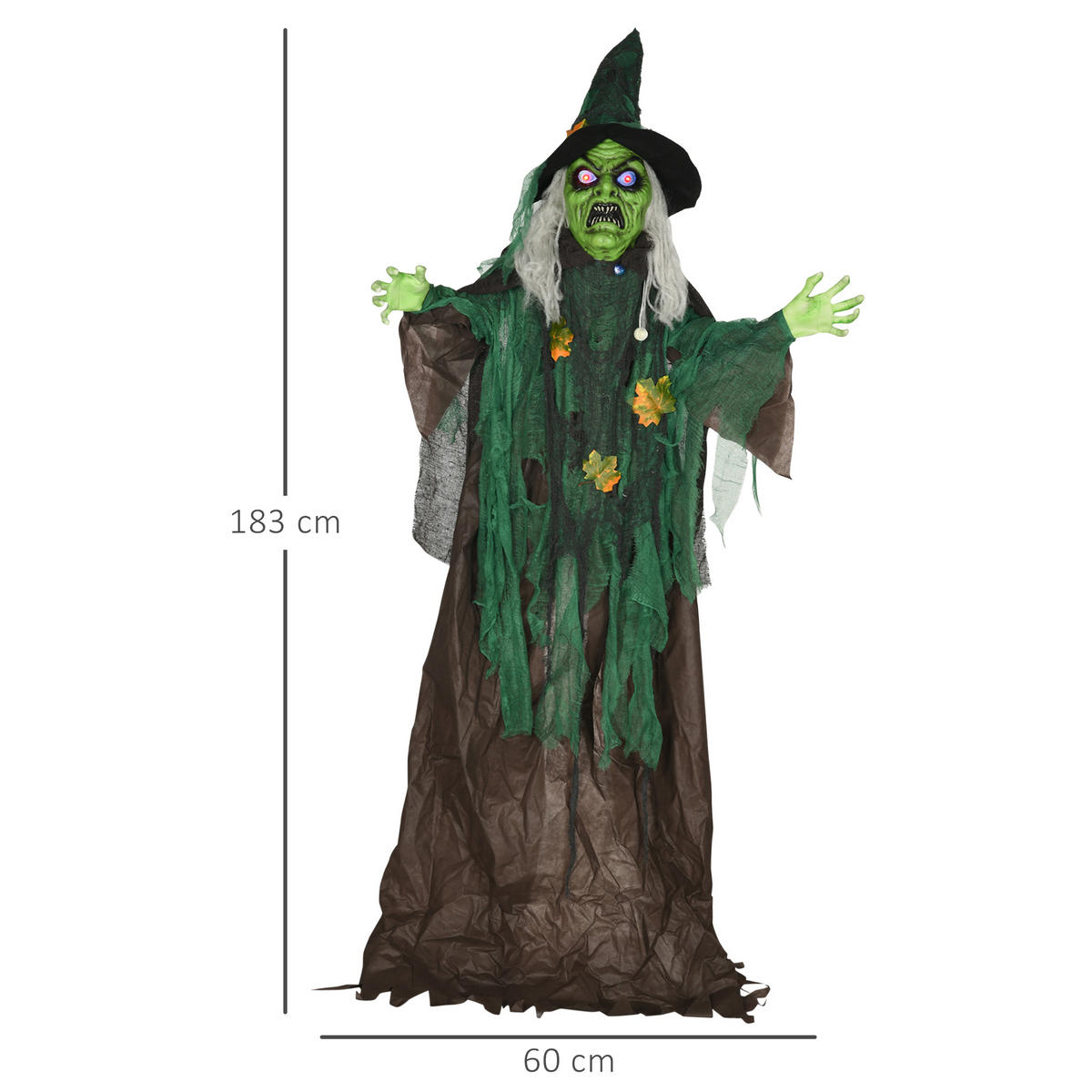 HALLOWEEN HORROR-CLOWN, Mehrfarbig, Polyester, PE, Kunststoff, Stahl - Multicolor, Kunststoff (18/183/60cm) - HOMCOM