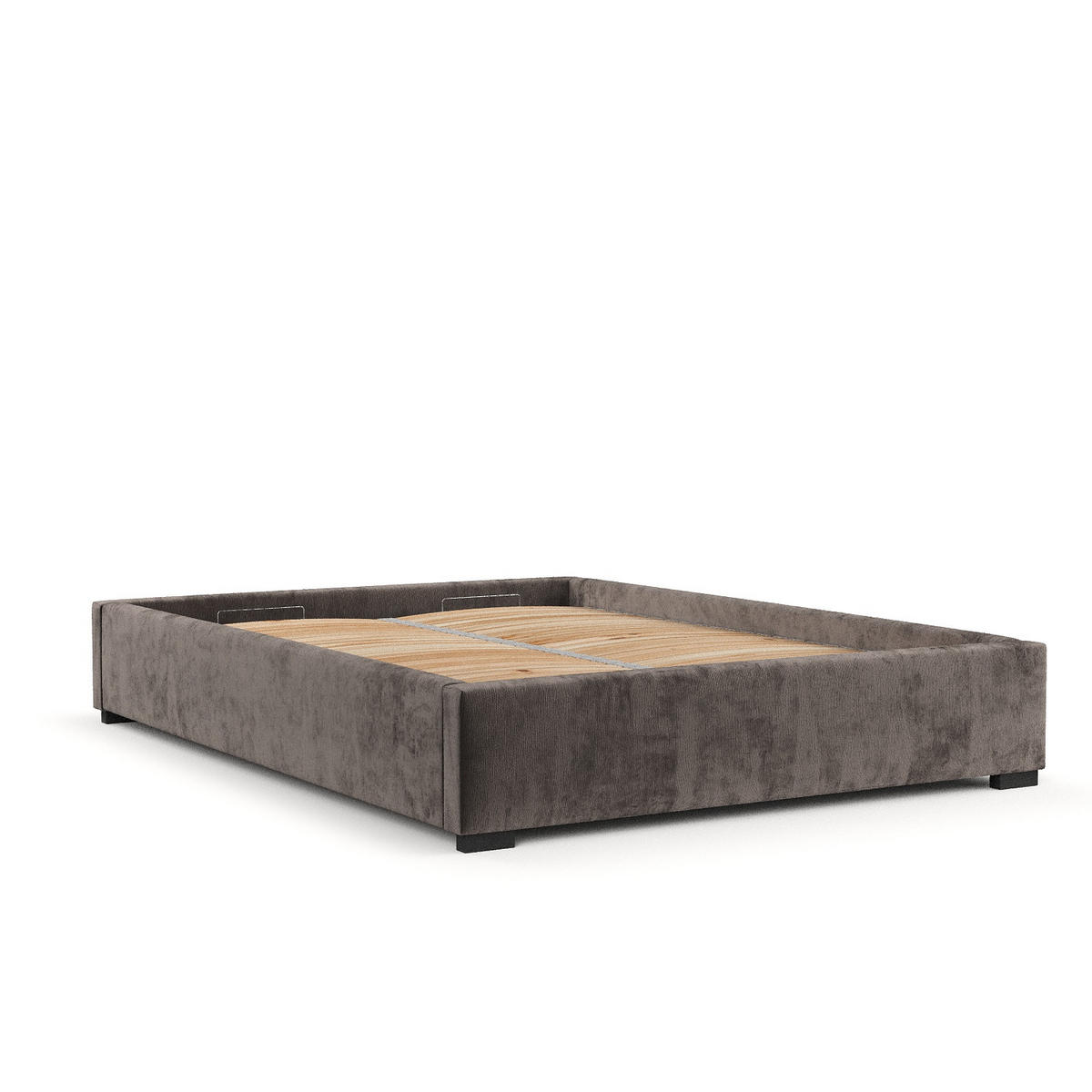 POLSTERBETT Maple Braun 140/200 cm im Chenille-Stoff - Schwarz/Naturfarben, Holz/Holzwerkstoff (140/200cm) - Maison de Reve