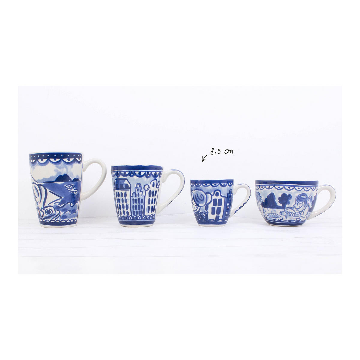 MINI-BECHER Küssend in Blau - 200 ml - Multicolor, Keramik (0.2L) - Blond Amsterdam
