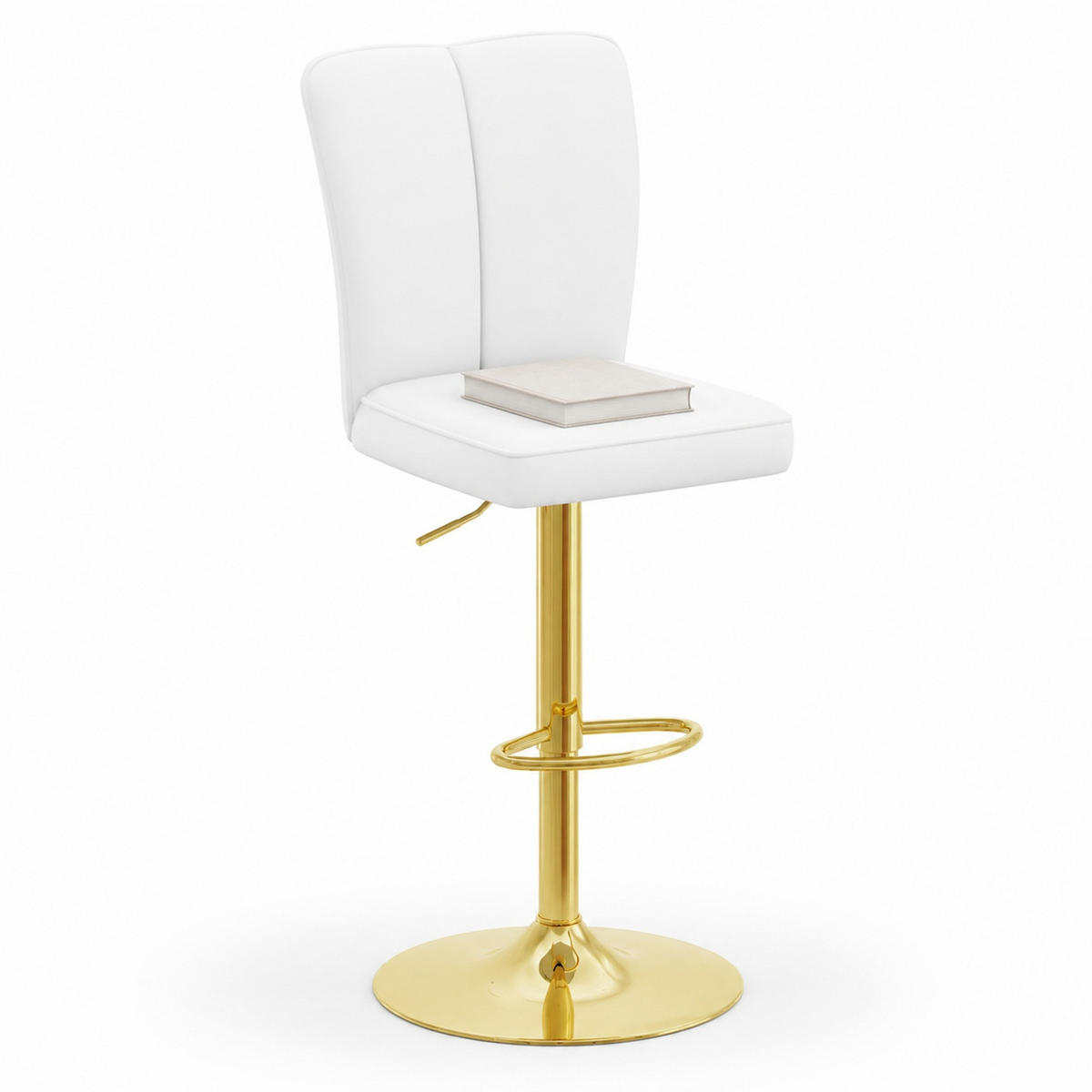BARHOCKER 2er-Set Weiß/Gold höhenverstellbar und 360° drehbar - Weiß, Metall (44/117.5/44.5cm) - MIVRAY