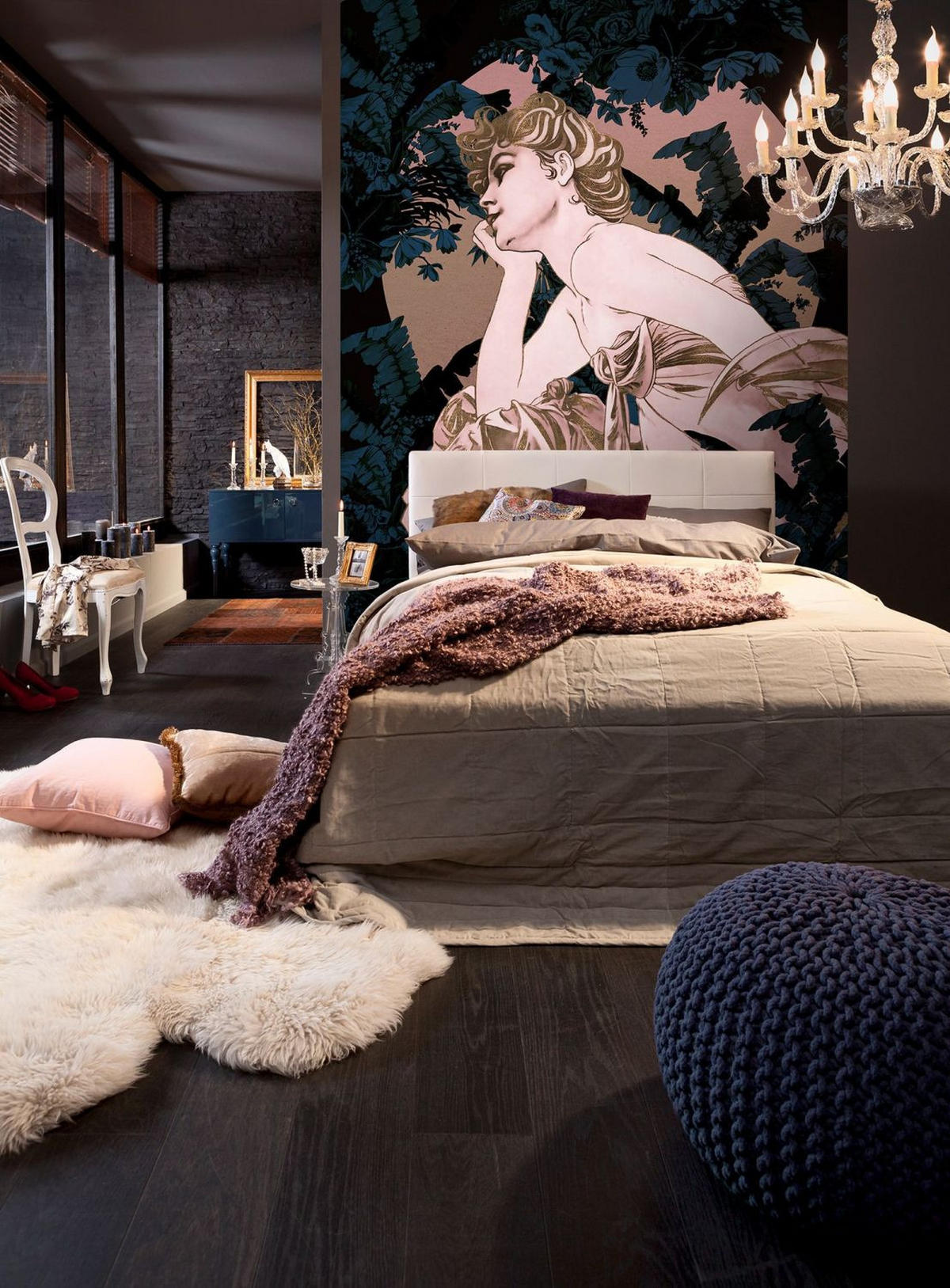 FOTOTAPETE Jugendstil 200 x 280 cm - Pink, Papier (200/280cm) - Sanders & Sanders