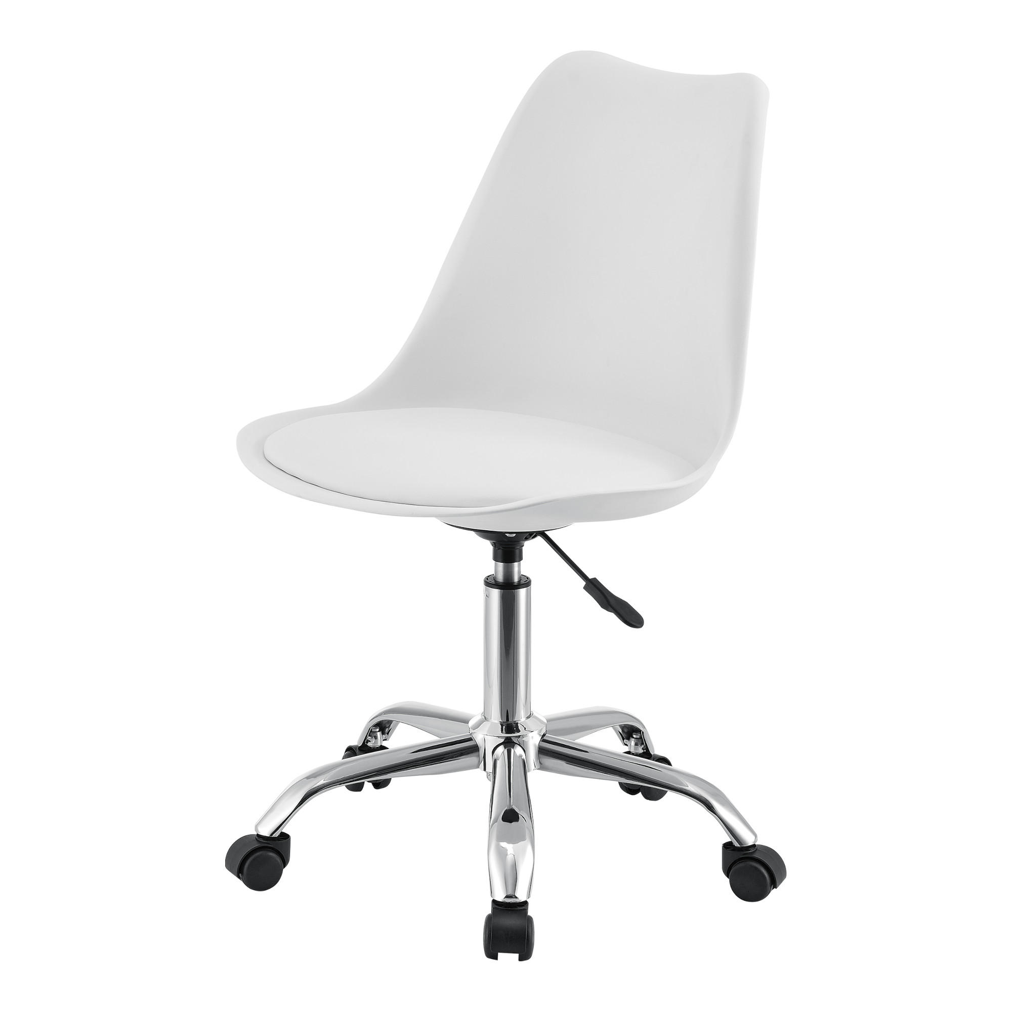 DREHSTUHL Atherton - Chromfarben/Weiß, Kunststoff/Textil (48/93/55cm) - [en.casa]