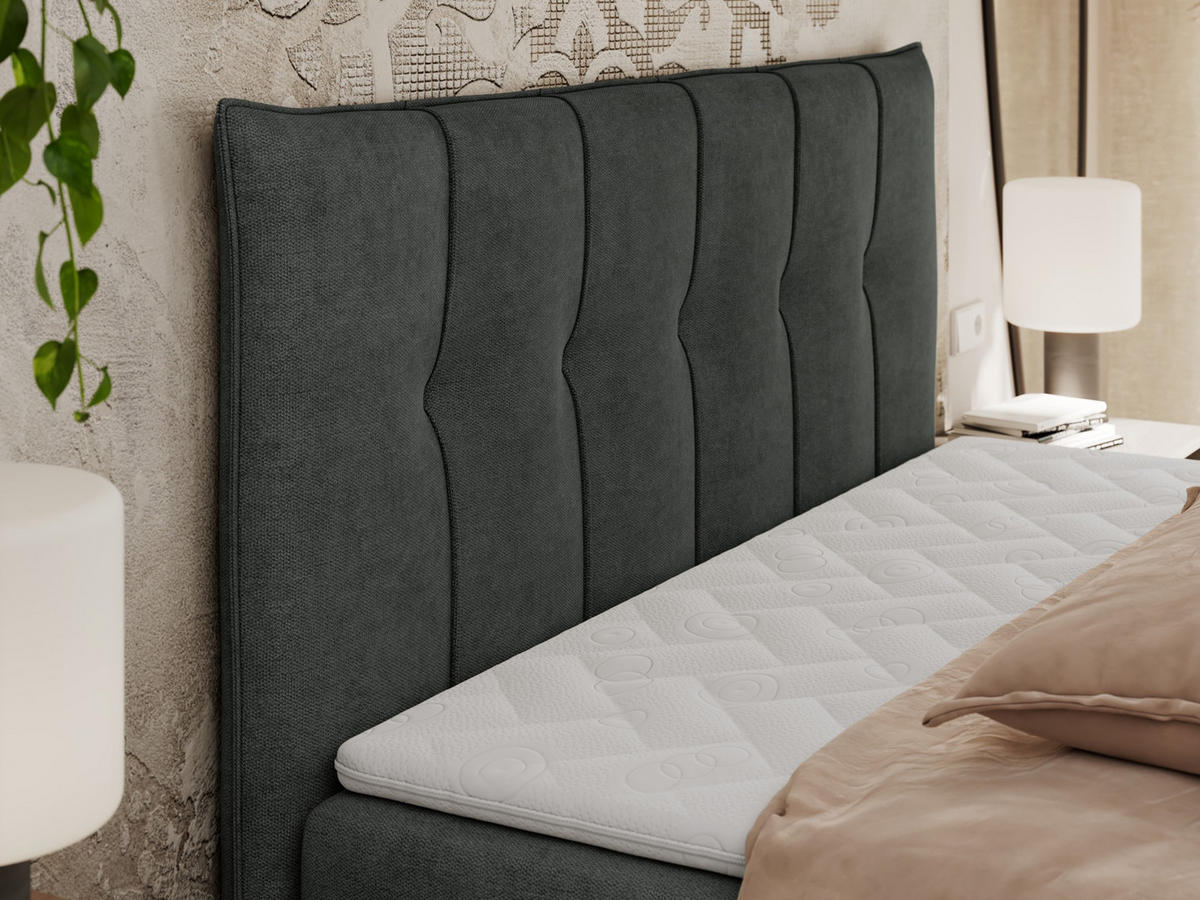 BOXBETT PREMIUM 10 160/200 Dunkelgrau Struktur - H3 - Dunkelgrau, Holz/Textil (160/200cm) - MKS