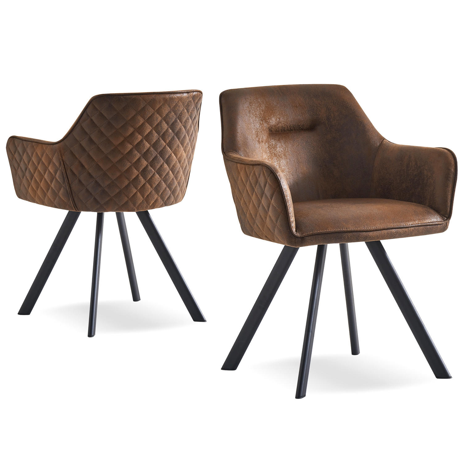 ARMLEHNSTUHL CYRUS Braun 2 Stück - Braun, Textil/Metall (58/79/60cm) - B&D Home