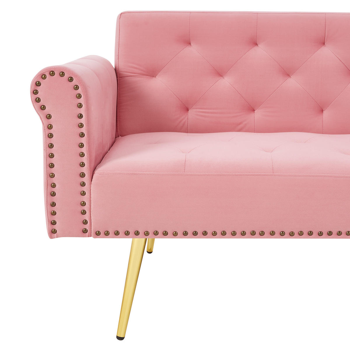 SCHLAFSOFA aus Samt 147x85 cm Pink mit 3-stufig verstellbarer Rückenlehne und 2 Kissen - Rosa, Kunststoff (75/70/173cm) - Modfu