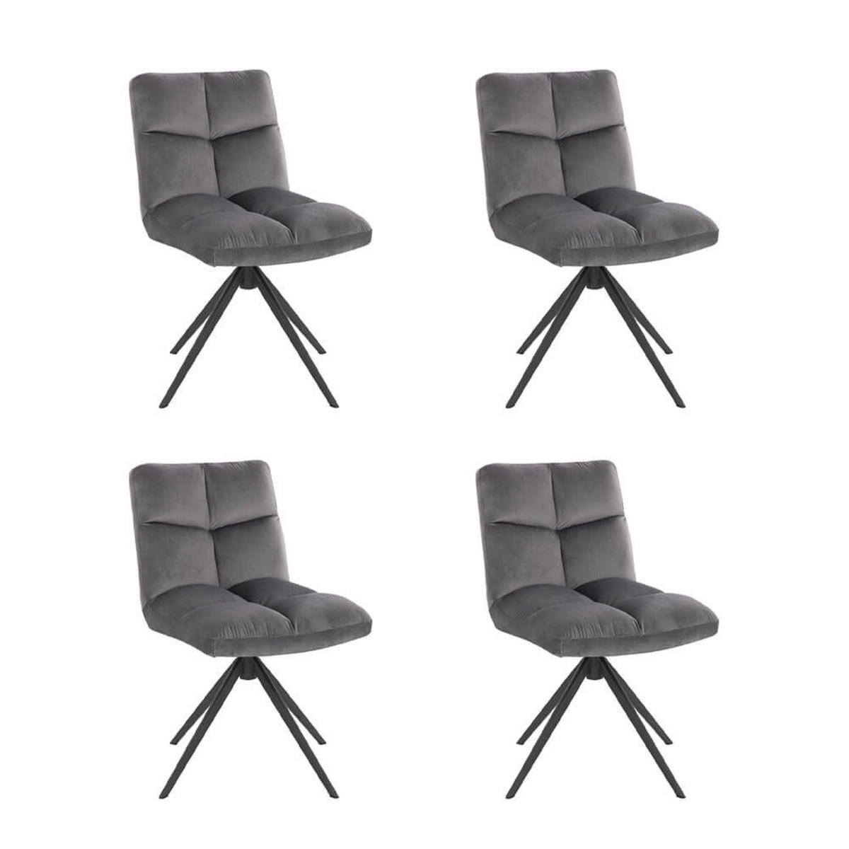 ESSZIMMERSTUHL NODA - Farbe: Hellgrau, Menge: 4 - Hellgrau, Textil/Metall (61/84/47cm) - Home Deluxe