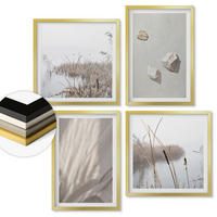 WANDBILDER 4er Set - 50x50 cm & 40x60 cm Goldrahmen - Nahaufnahmen der Struktur im Boho-Stil - Goldfarben, Kunststoff (50/50cm) - ArtPrintCave