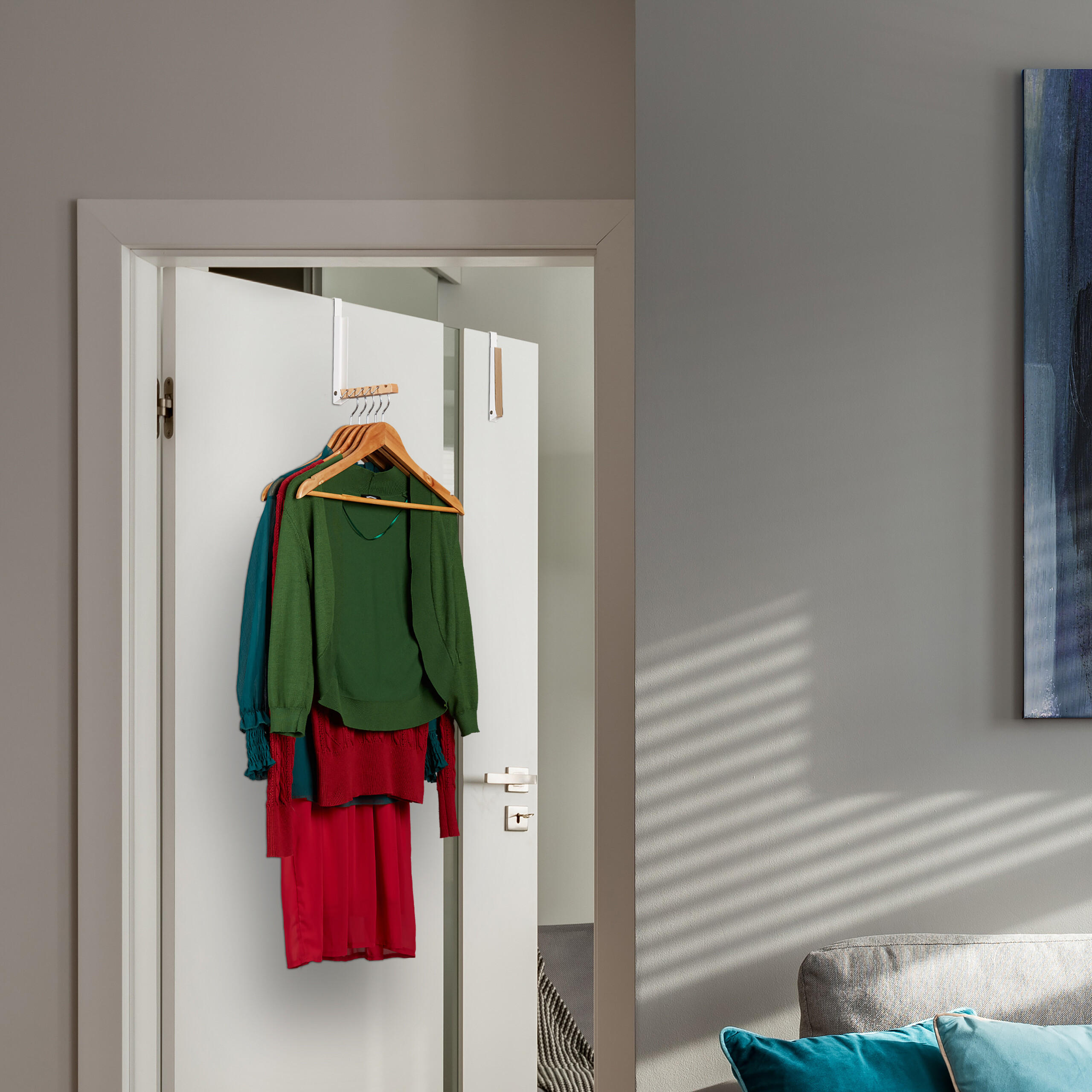 2XTÜRGARDEROBE - Weiß, Holz/Metall (2.5/21/18cm) - Relaxdays