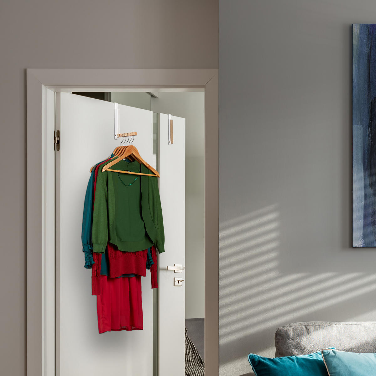2XTÜRGARDEROBE - Weiß, Holz/Metall (2.5/21/18cm) - Relaxdays