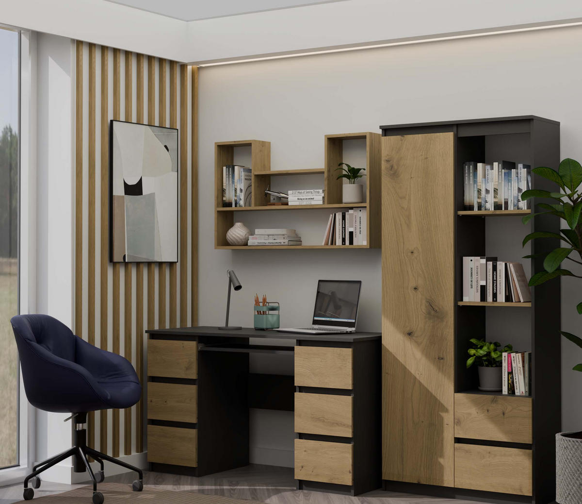 SCHWEBEREGAL Sören - Eiche Artisan, Holzwerkstoff (60/100/16cm) - kommodly