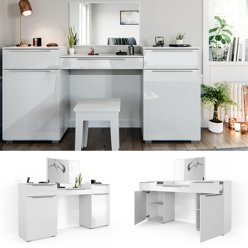 SCHMINKTISCH Lilli Weiß 190 cm - Weiß, Holzwerkstoff (190/90/39cm) - Vicco