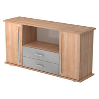 SIDEBOARD mit 2 Schübe & 2 Türen 44,8/166,1/84 cm in Nussbaumfarben Chromgriff - Nussbaumfarben, Holzwerkstoff (166.1/84/44.8cm) - bümö