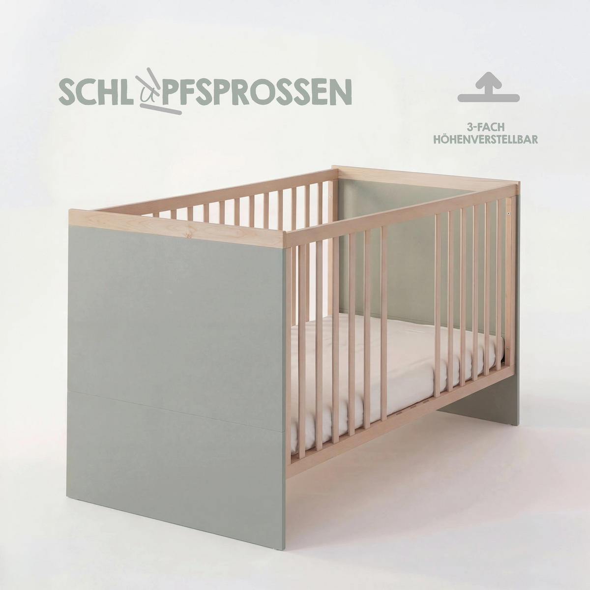 KINDERBETT Jimmy Salbei - Eichefarben/Salbeigrün, Holz/Holzwerkstoff (70/140cm) - Roba