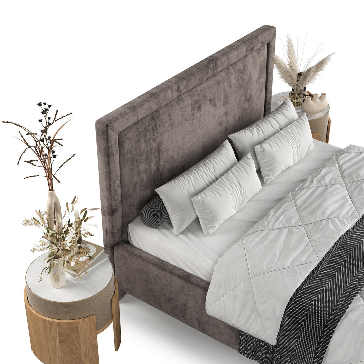 POLSTERBETT Vega 160/200 cm Braun im Lotta Stoff - Naturfarben/Braun, Holz/Holzwerkstoff (160/200cm) - AltaBeds