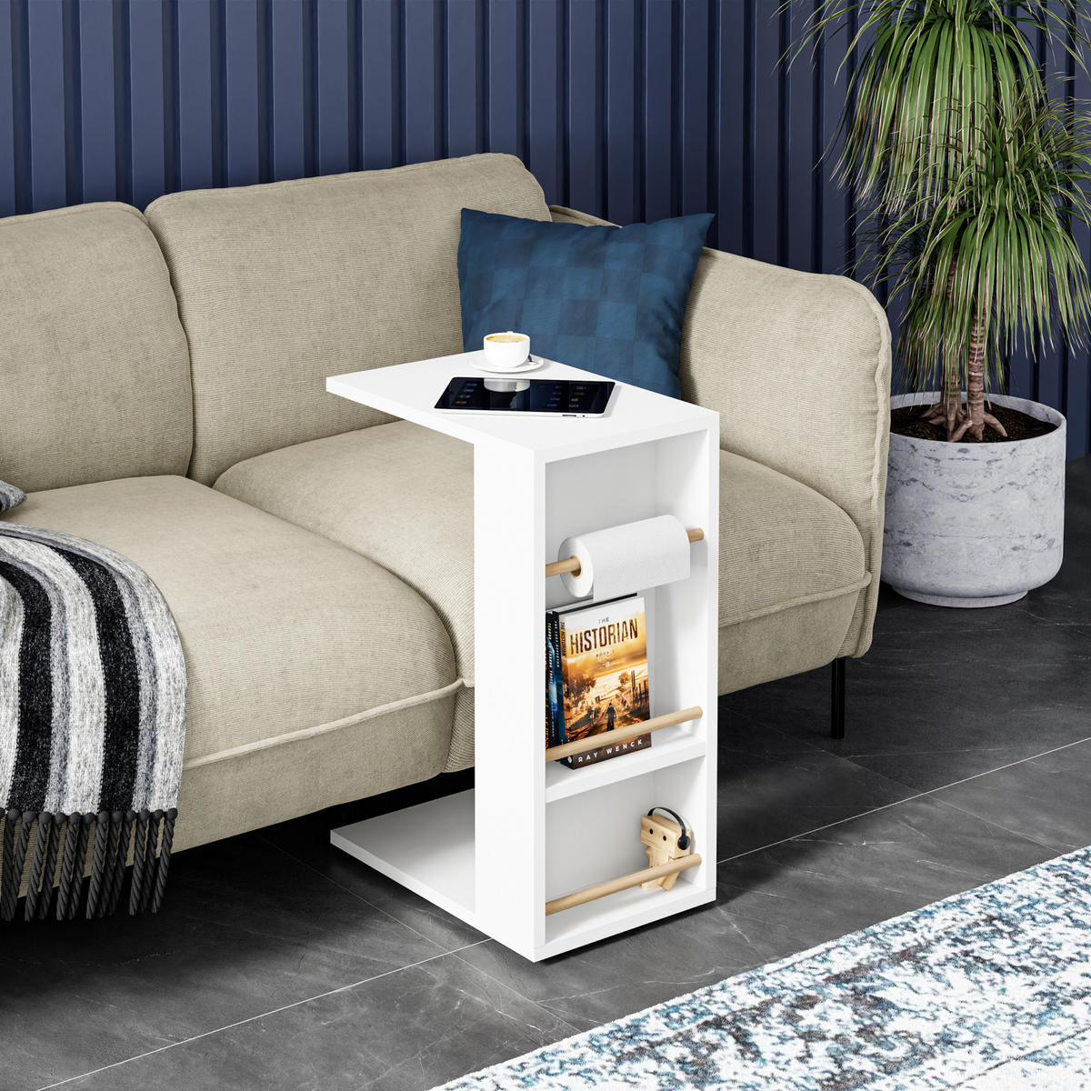 BEISTELLTISCH Siikainen - Weiß, Holzwerkstoff (29/44/65cm) - [en.casa]