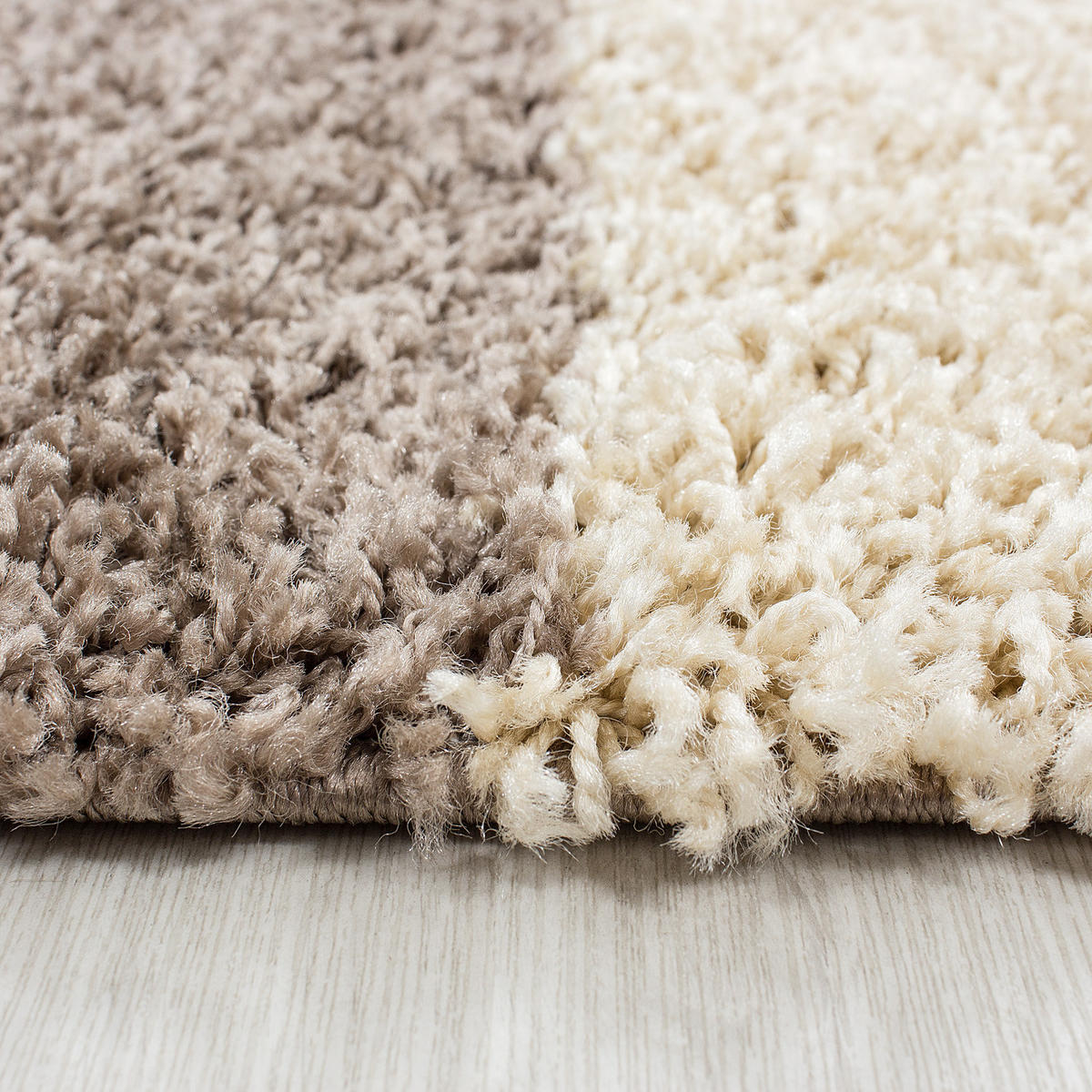 TEPPICH Hochflor Karo Polypropylen Wohnzimmer Shaggy Mokka Rechteckig 200x290 - Mokka, Textil (200/290cm) - KADIMA DESIGN