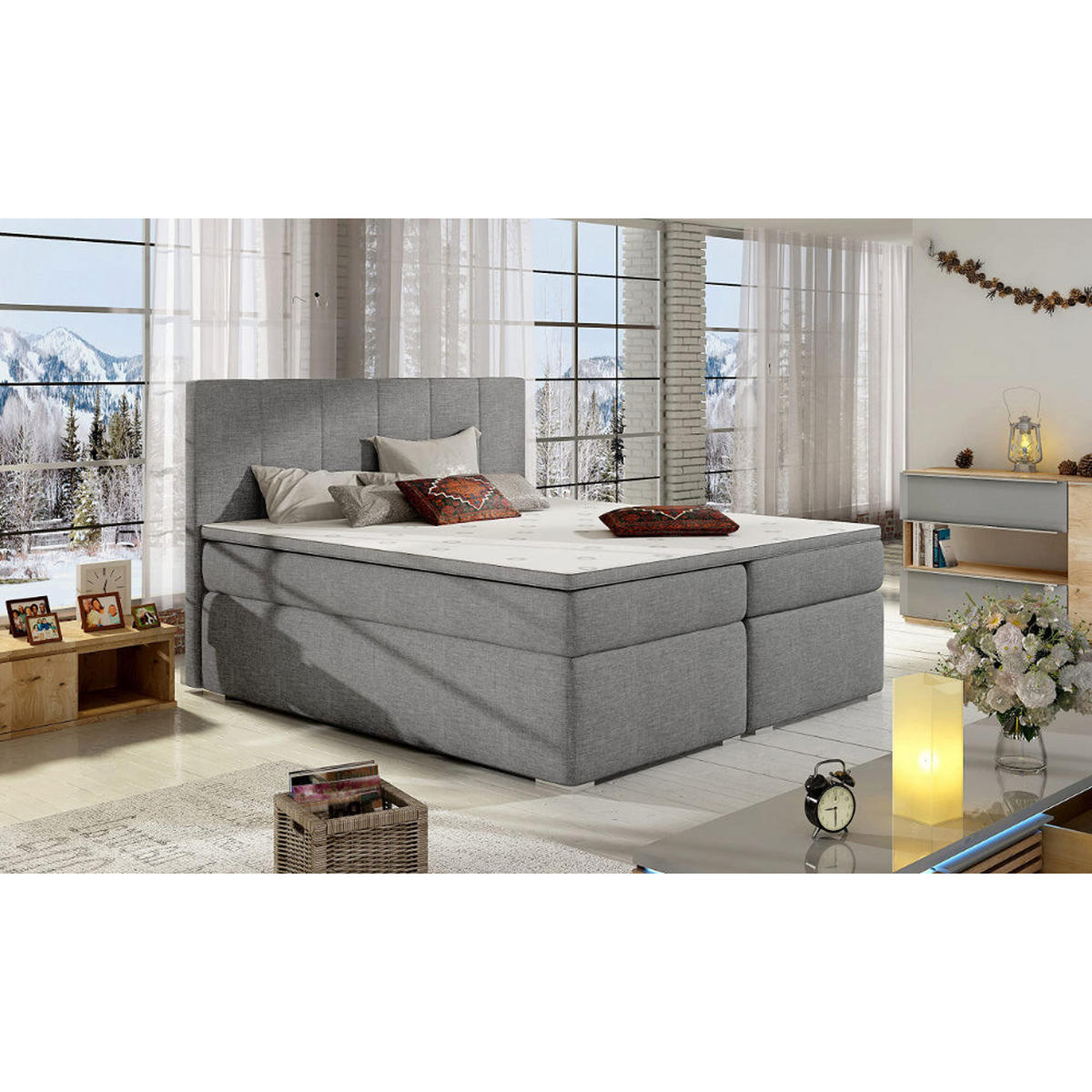BOXBETT Bolero Bonellfederkern inkl - Hellgrau, Holz/Holzwerkstoff (180/200cm) - Best For Home