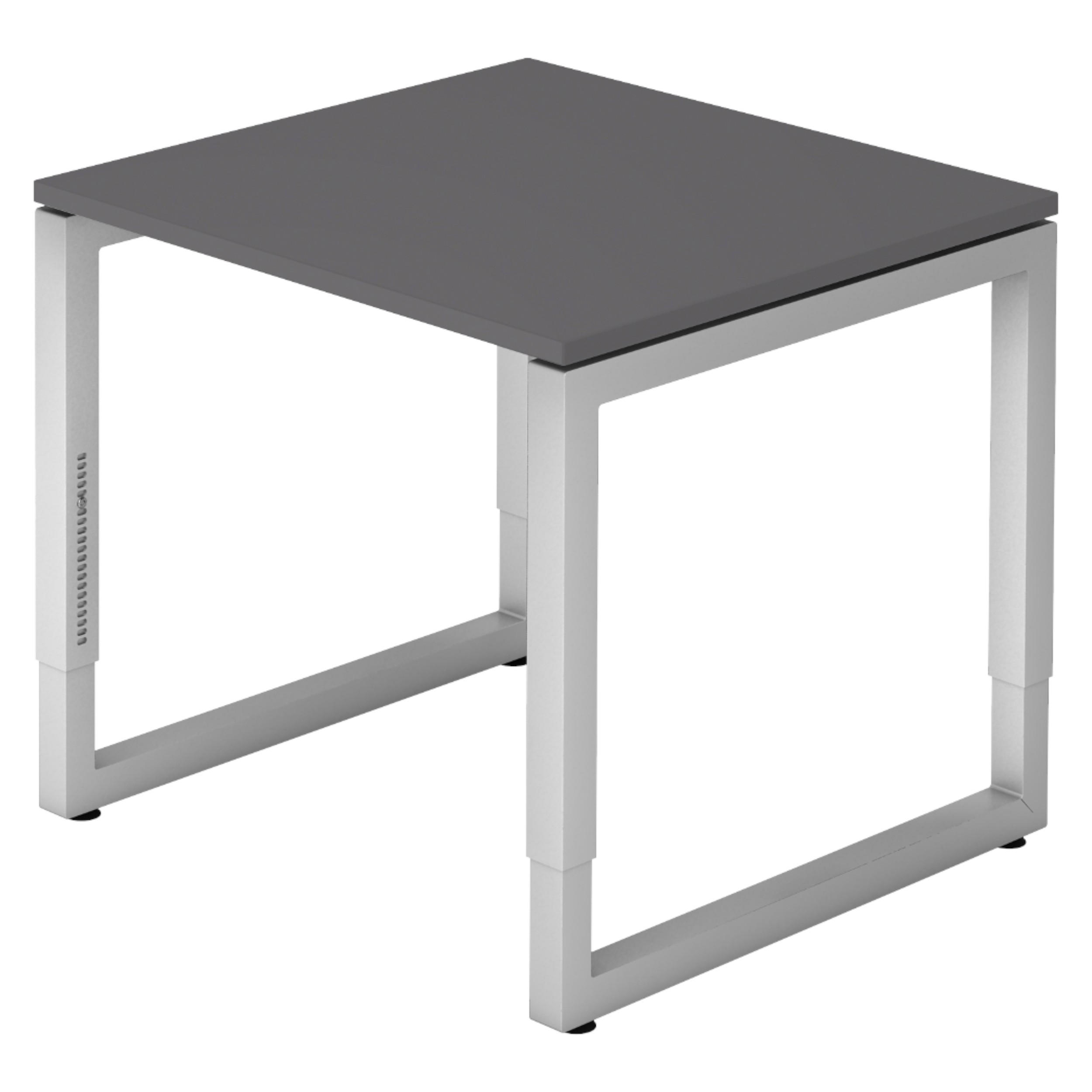 SCHREIBTISCH Serie-R 80/80/74 cm in Graphitfarben/Silberfarben - Silberfarben/Graphitfarben, Holzwerkstoff (80/80/74cm) - bümö