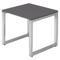 SCHREIBTISCH Serie-R 80/80/74 cm in Graphitfarben/Silberfarben - Silberfarben/Graphitfarben, Holzwerkstoff (80/80/74cm) - bümö