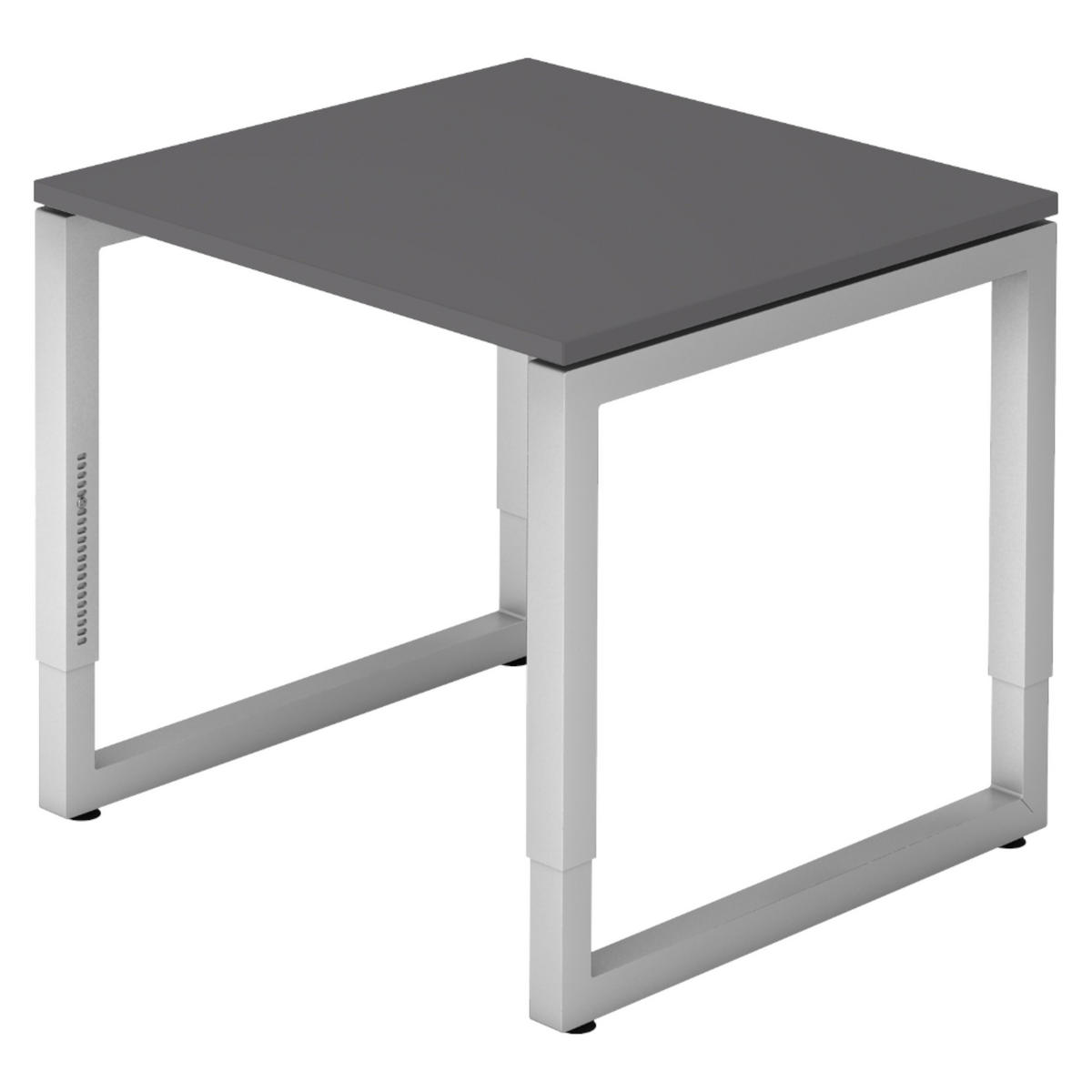 SCHREIBTISCH Serie-R 80/80/74 cm in Graphitfarben/Silberfarben - Silberfarben/Graphitfarben, Holzwerkstoff (80/80/74cm) - bümö
